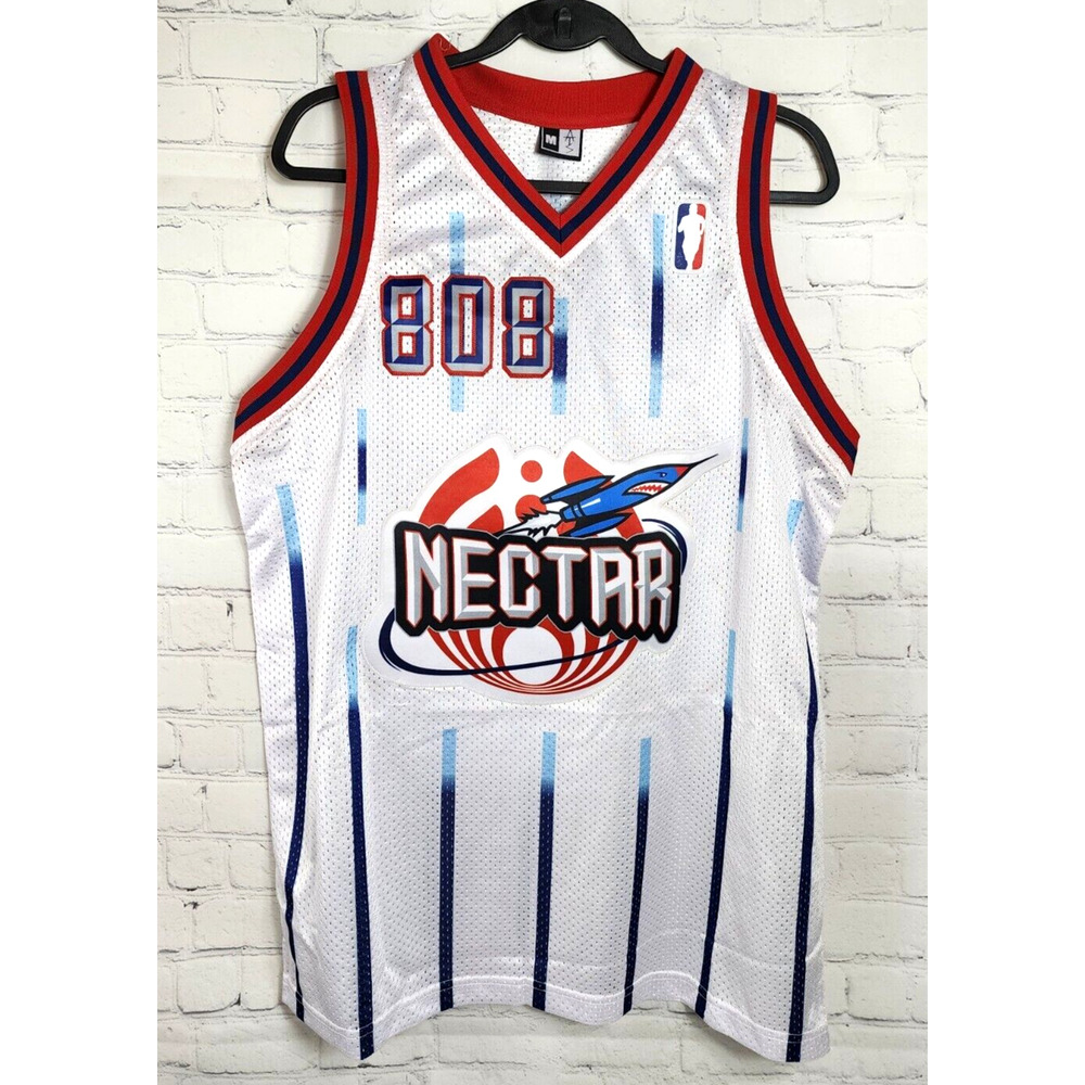 ATS 808 Houston Rockets Nectar Basketball Jersey Sz M White Red Blue Pinstripe
